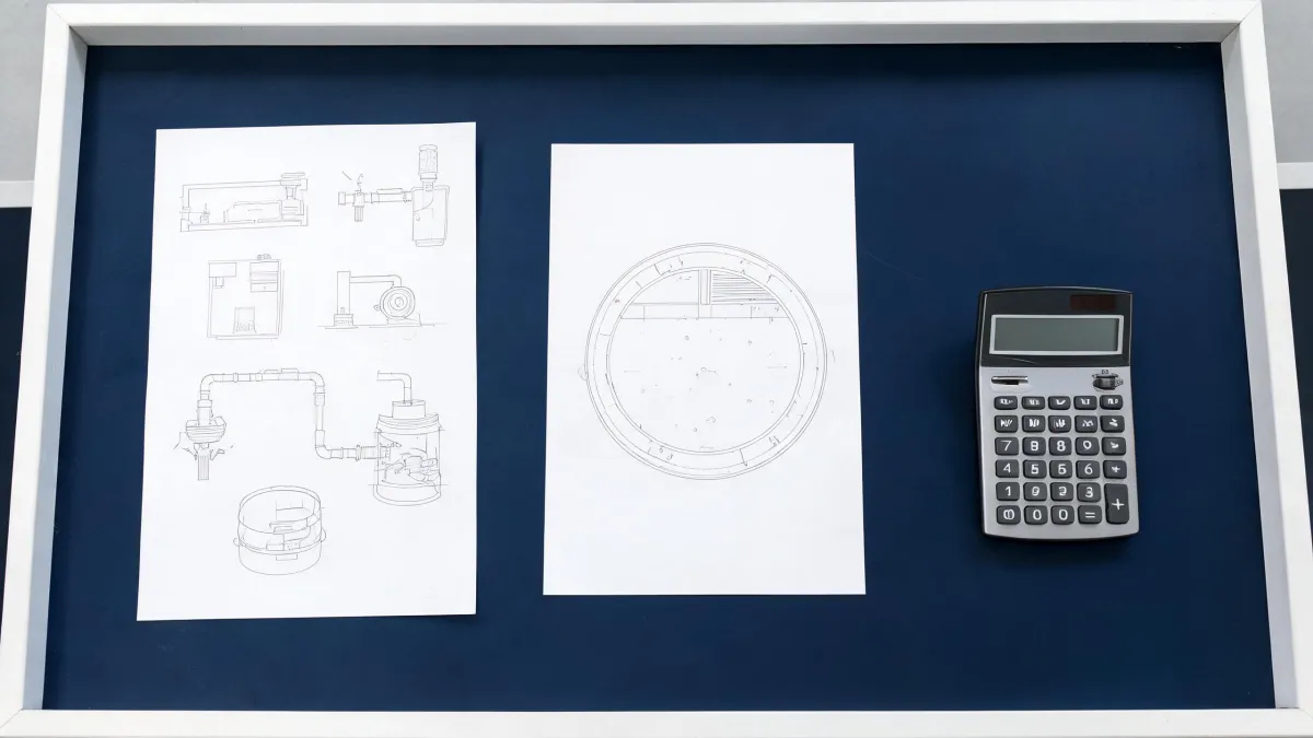 Aquaculture requirement documents beside a tank layout